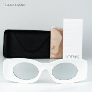 Loewe Men Sunglasses White Grey Silver Mirror Rectangle LW40033I 21C BRAND NEW